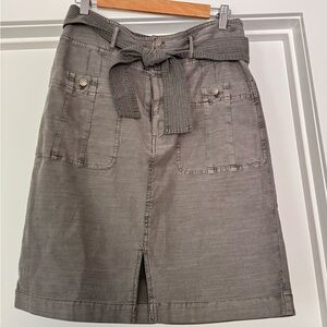 Anthropologie Gray A-Line Skirt with Tie Belt